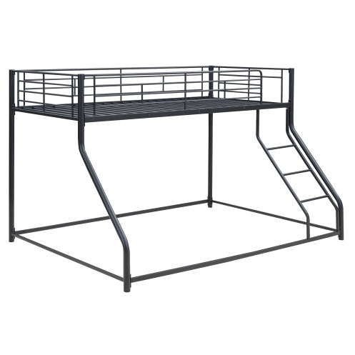 Black Metal Floor Bunk Bed, Twin XL Over Queen