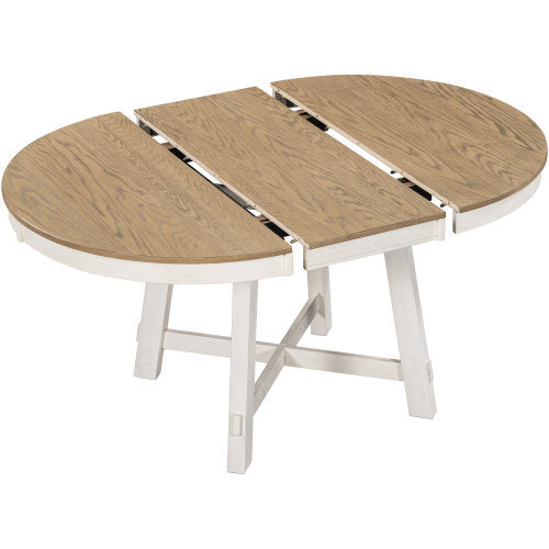Oak and Antique White 5-piece Farmhouse Wooden Dining Table Set