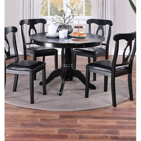 5pc Dark Wood Table with 4 Upholstered Side Chairs
