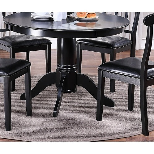 5pc Dark Wood Table with 4 Upholstered Side Chairs