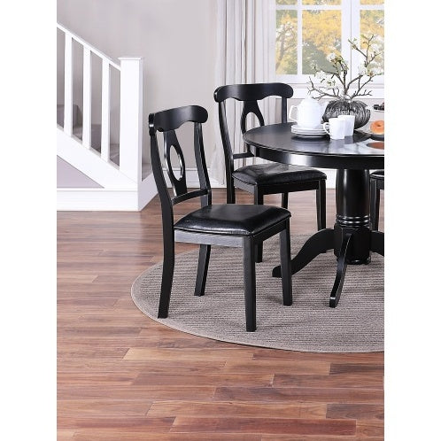 5pc Dark Wood Table with 4 Upholstered Side Chairs