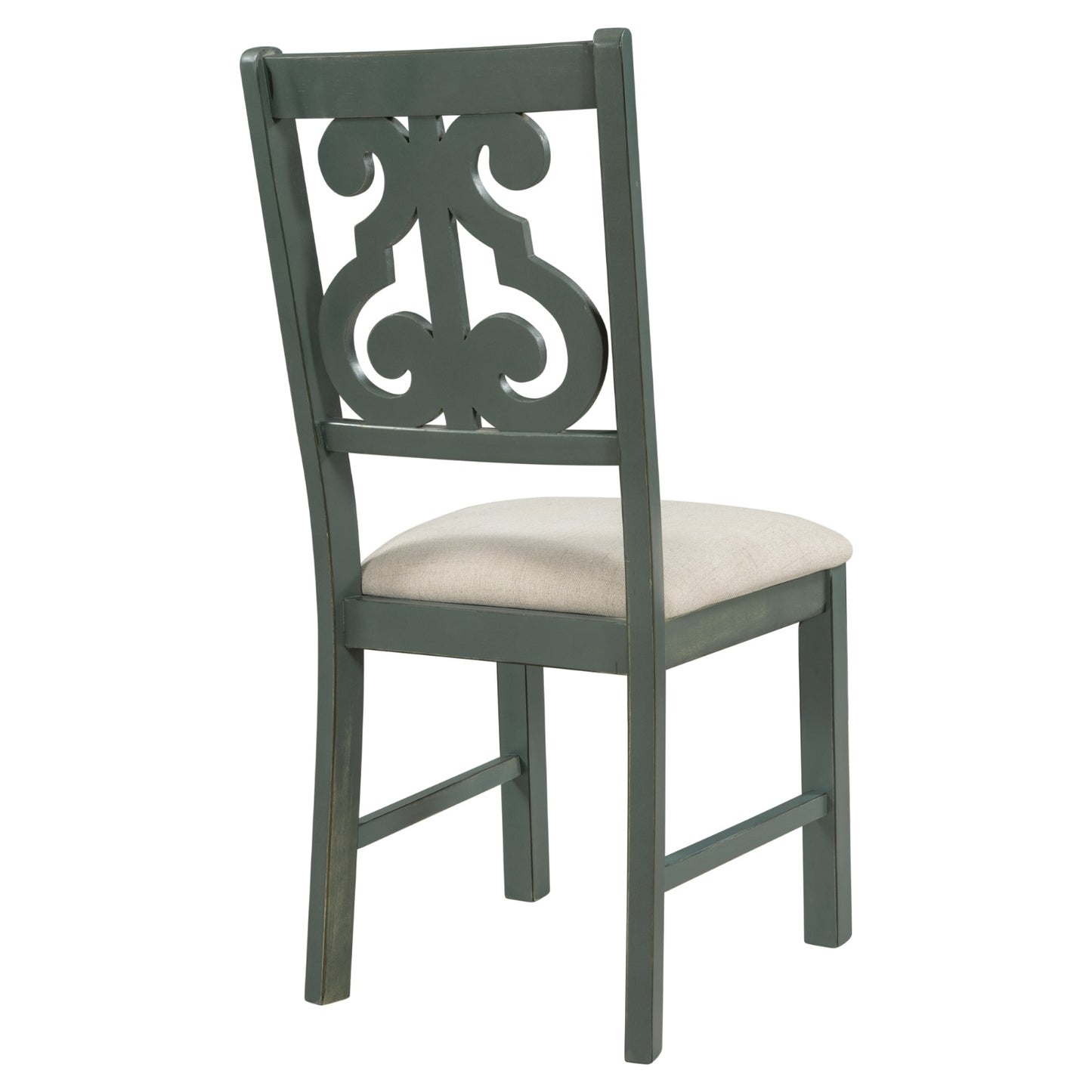 5-Piece Round Dining Set with Ornate Chair Backing