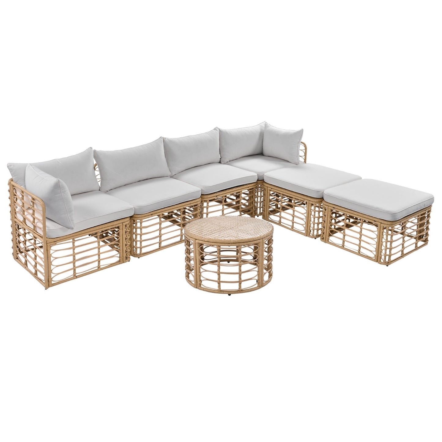 7 Piece Outdoor Rattan Patio Furniture