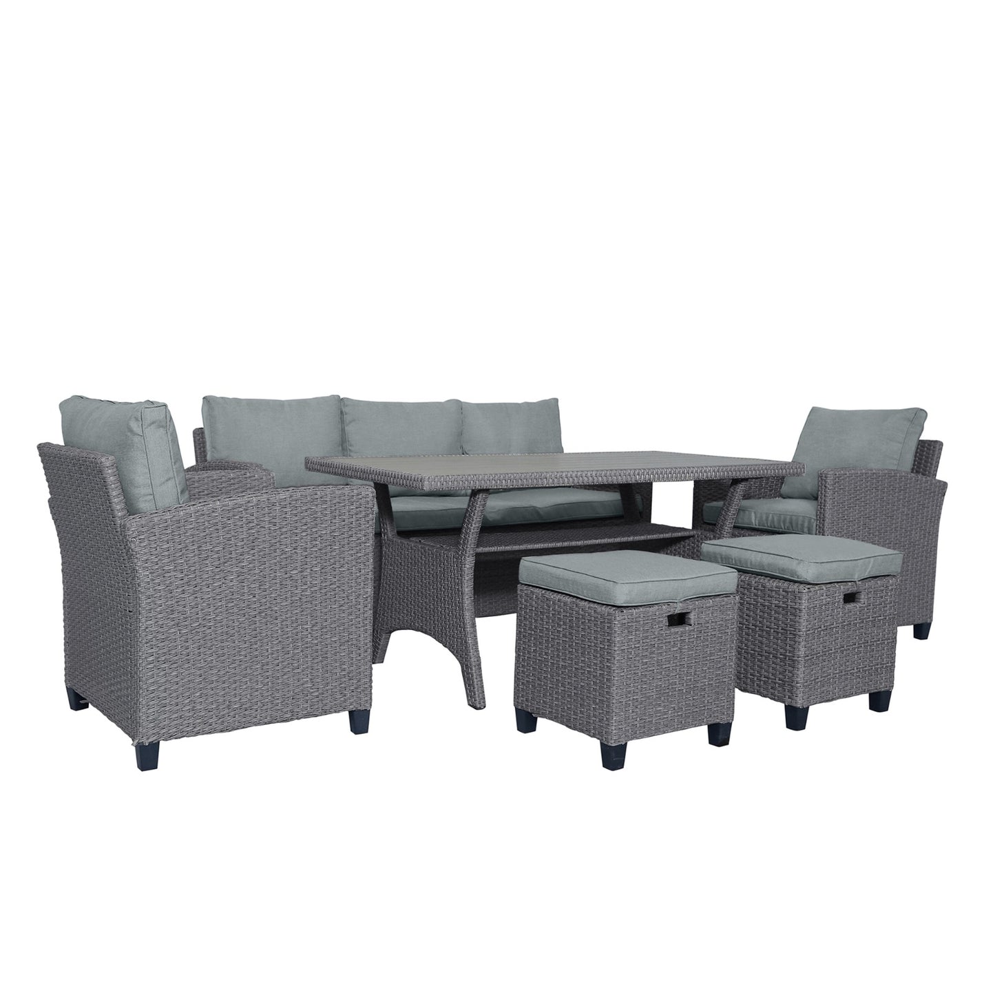 6-piece Outdoor Rattan Courtyard Set