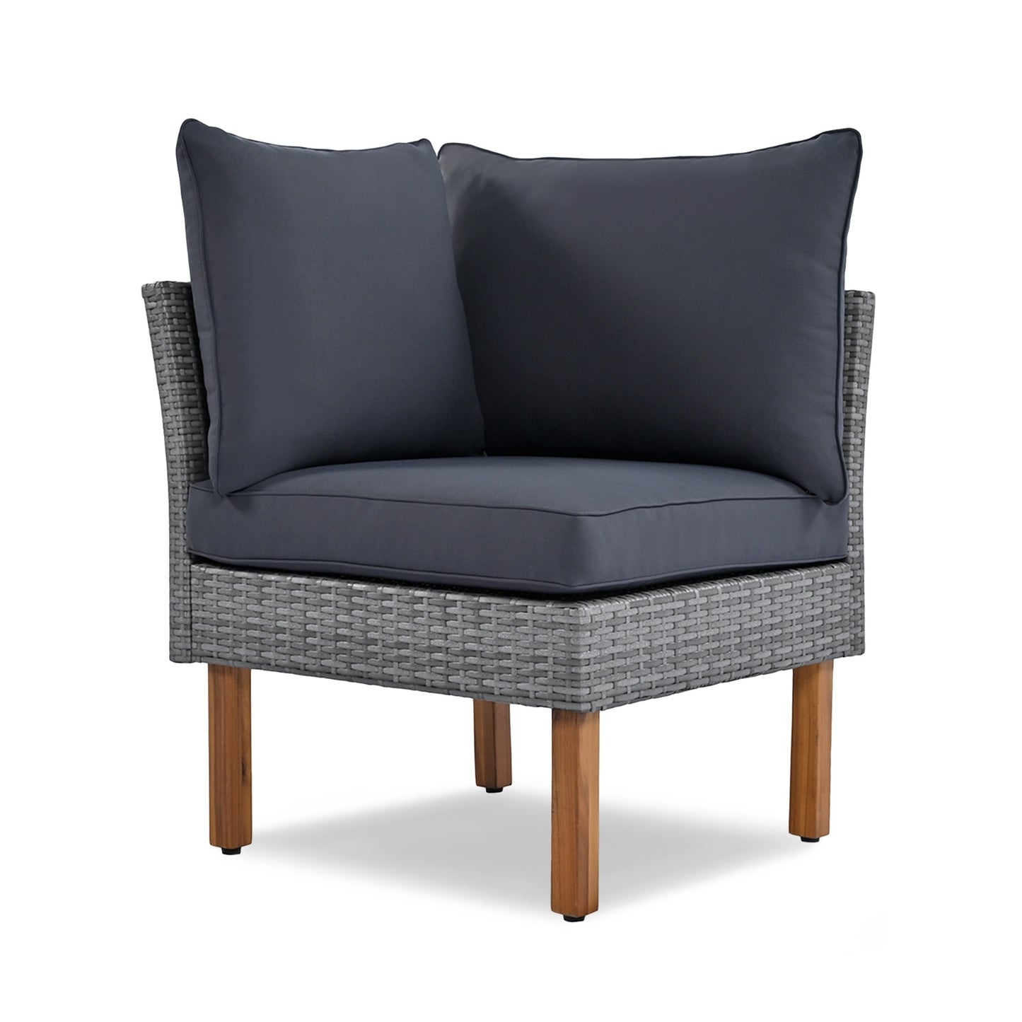9-Piece Rattan Set With Acacia Wood Legs & Table