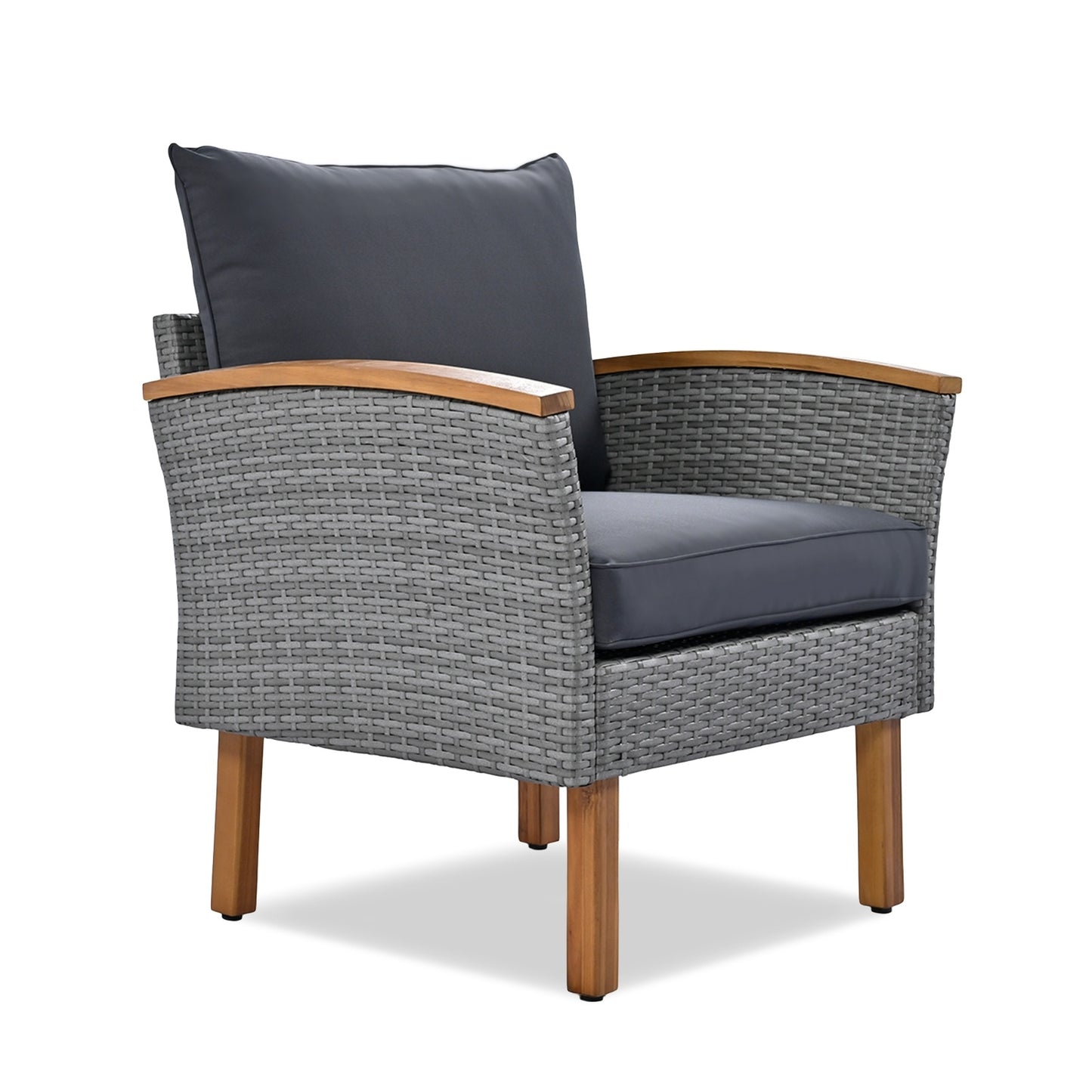 9-Piece Rattan Set With Acacia Wood Legs & Table