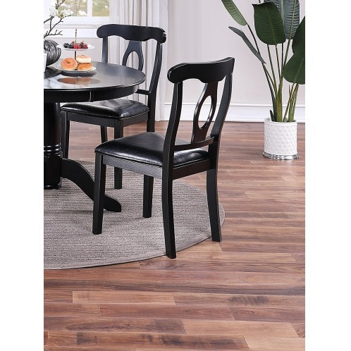 5pc Dark Wood Table with 4 Upholstered Side Chairs