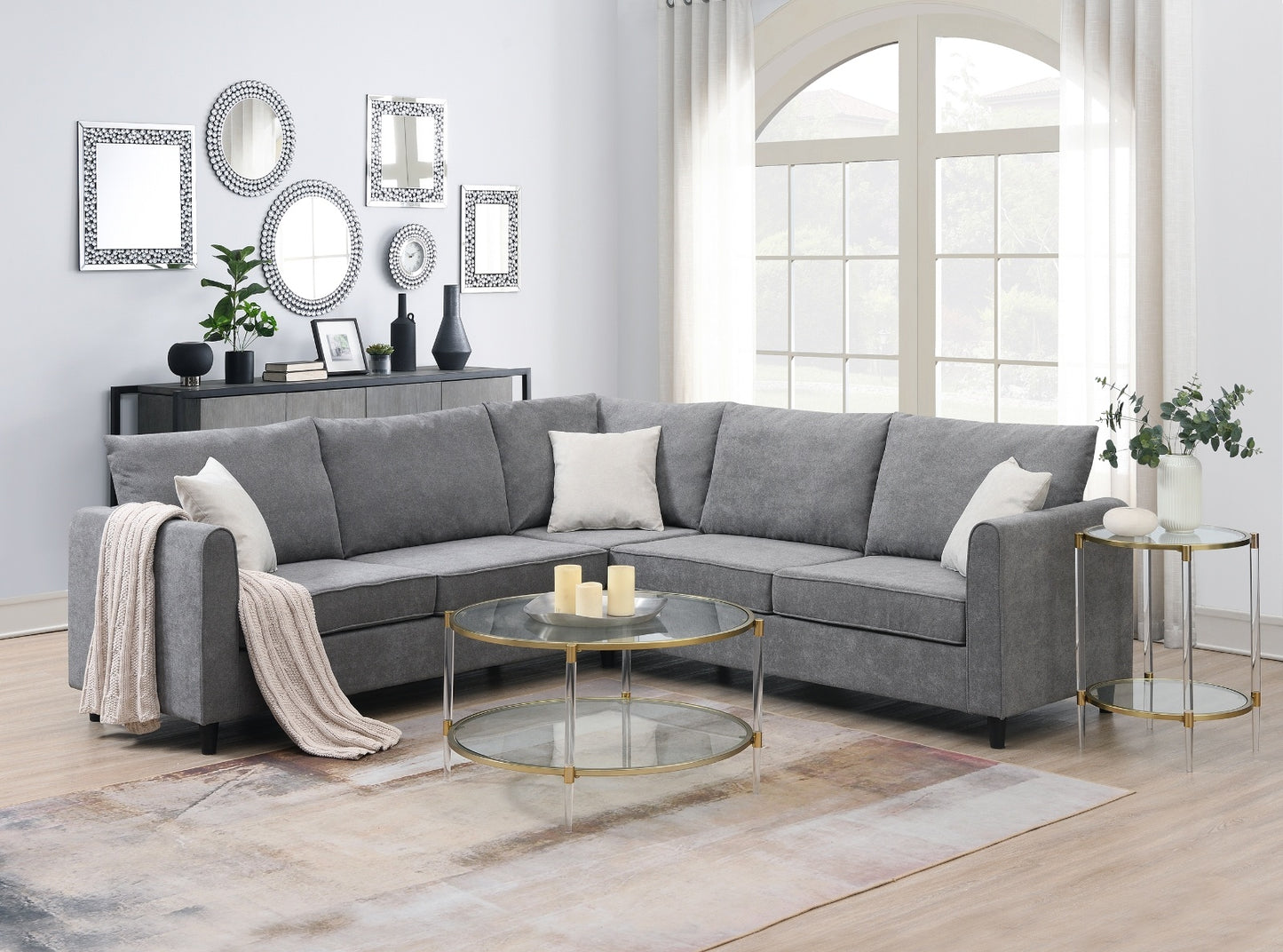 Modern Grey L-Shape Sectional Sofa