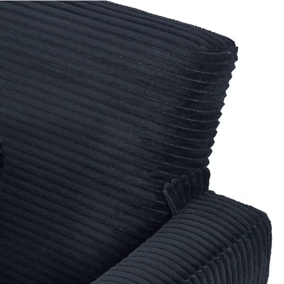 Modern Sofa in Black with Wood Legs