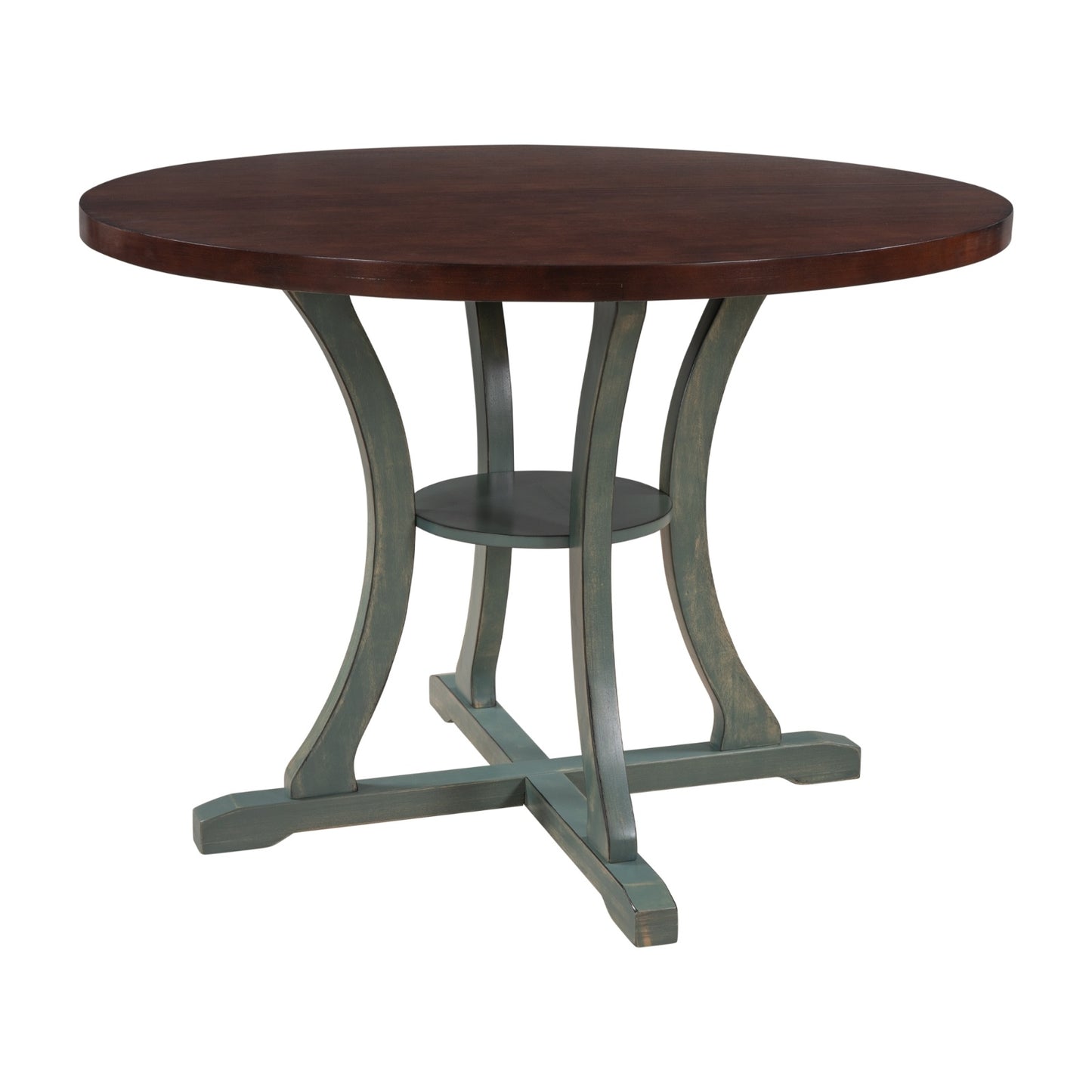 5-Piece Round Dining Set with Ornate Chair Backing