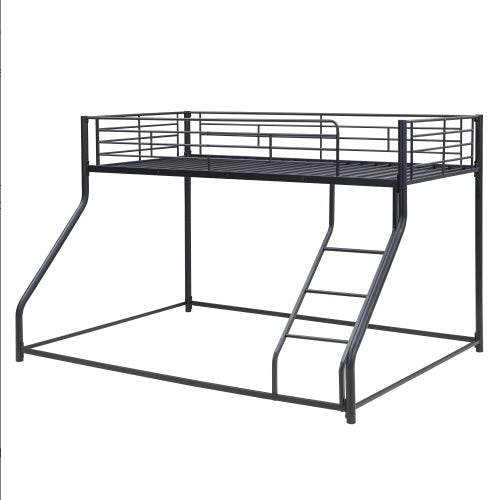 Black Metal Floor Bunk Bed, Twin XL Over Queen