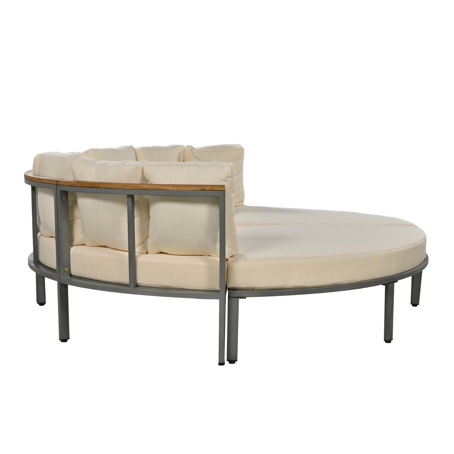 U-style Patio Furniture Set, 4 Piece Round Outdoor Conversation Set All Weather Metal Sectional Sofa