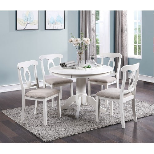 5pc Dark Wood Table with 4 Upholstered Side Chairs