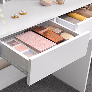 VASAGLE Dressing Table with Large Rectangular Mirror, Vanity Table with 2 Drawers and 3 Open Compartments, Vanity Table, Modern