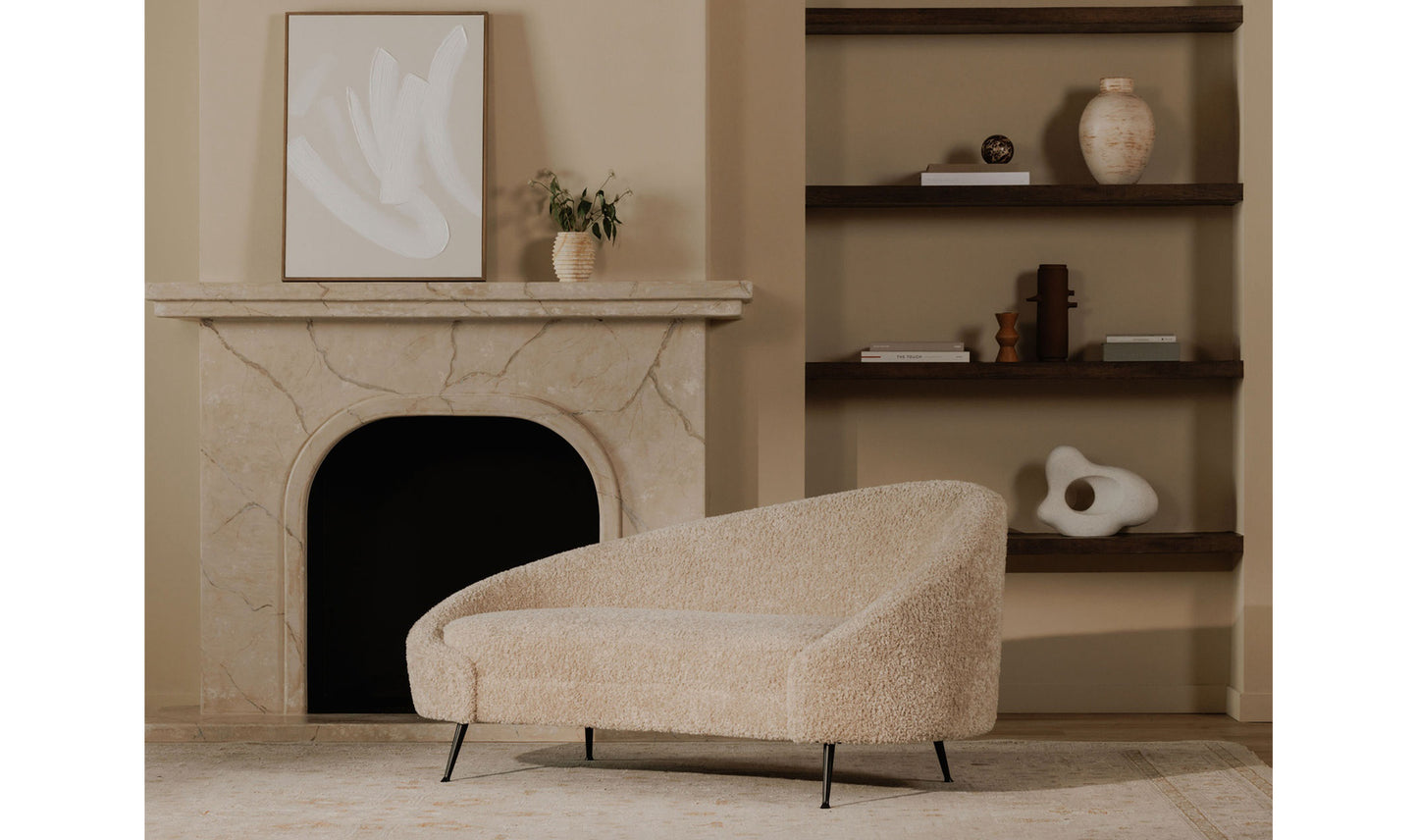 Abigail Chaise Light Brown Faux Shearling