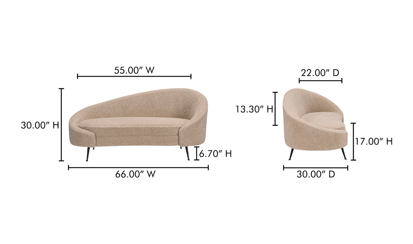 Abigail Chaise Light Brown Faux Shearling