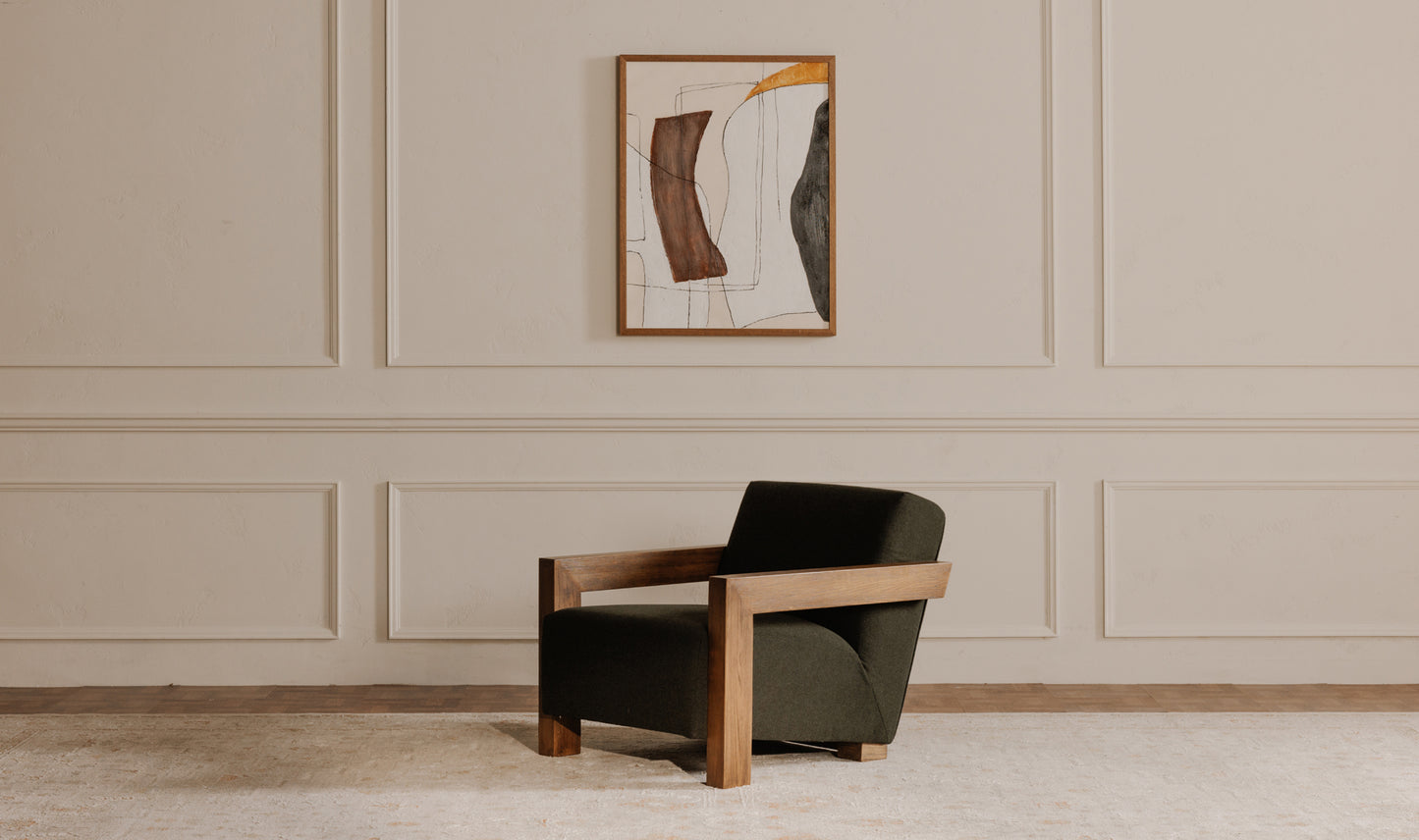 Garnet Lounge Chair Olive Wool Blend