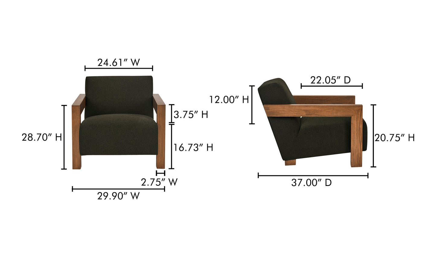 Garnet Lounge Chair Olive Wool Blend