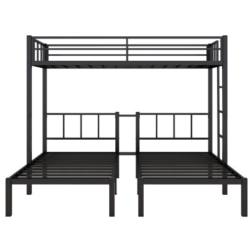 Twin Over Twin & Twin Bunk Beds For 3 in Black Metal