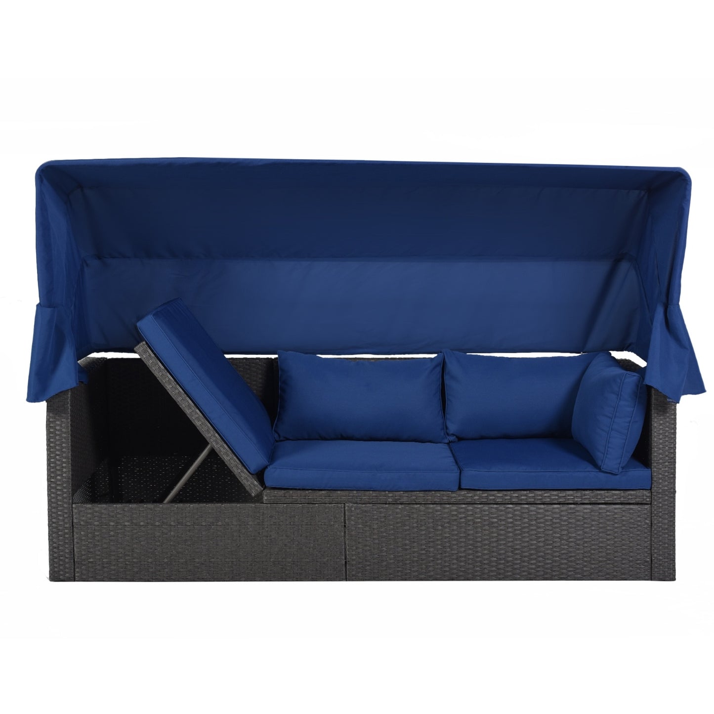 U Style Daybed With Canopy and Wicker Sectional Seating