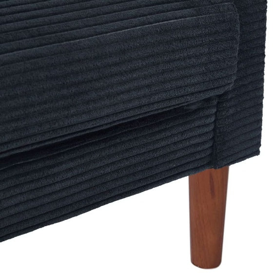 Modern Sofa in Black with Wood Legs