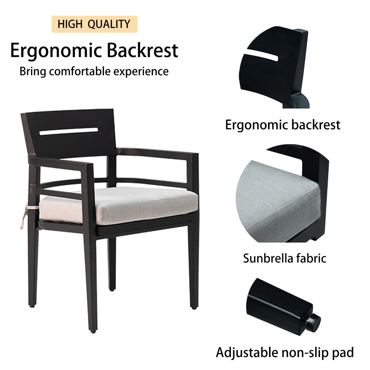 Outdoor Patio Dining Chairs 4PCS With Sunbrella Cushion