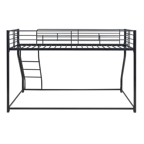 Black Metal Floor Bunk Bed, Twin XL Over Queen