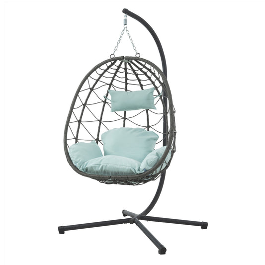 Egg Chair With Stand Indoor/Outdoor Swing Chair in Wicker