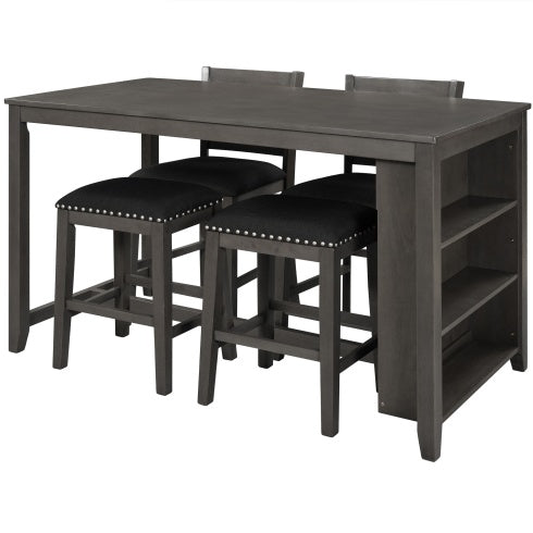 5 Piece Counter Height Rustic Farmhouse Dining Table Set