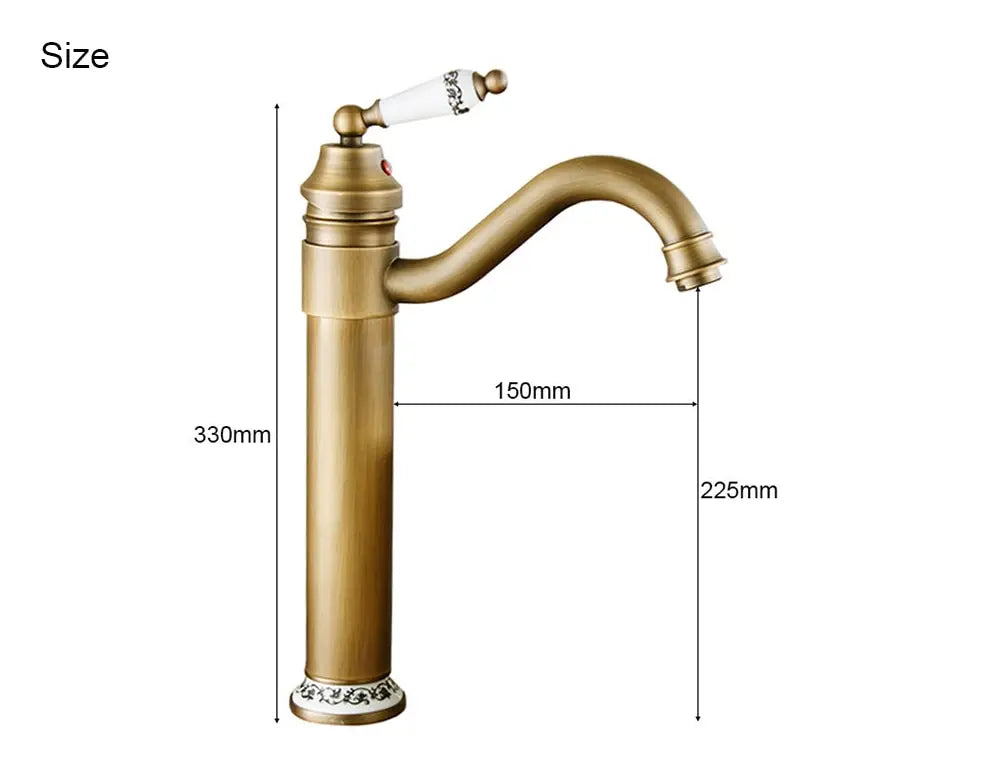 Antique Faucet Bathroom Basin Mixer 360 Rotation Spout Deck Mounted  Wash   Hot And Cold Water Taps ZR121