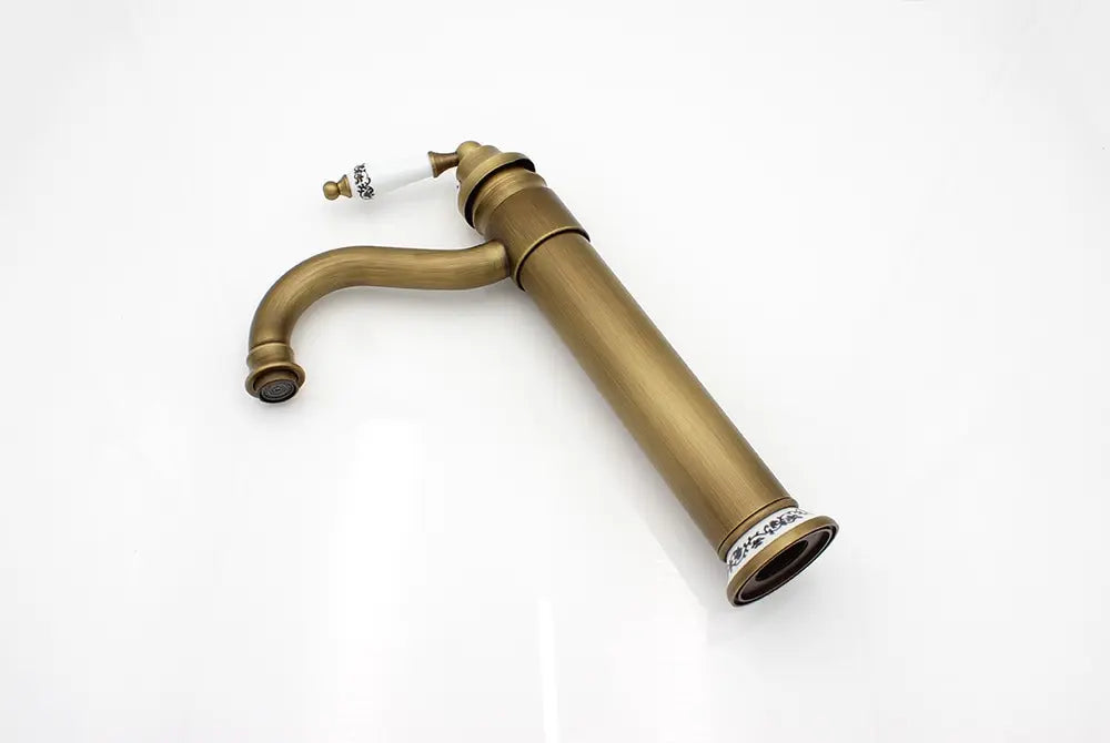 Antique Faucet Bathroom Basin Mixer 360 Rotation Spout Deck Mounted  Wash   Hot And Cold Water Taps ZR121