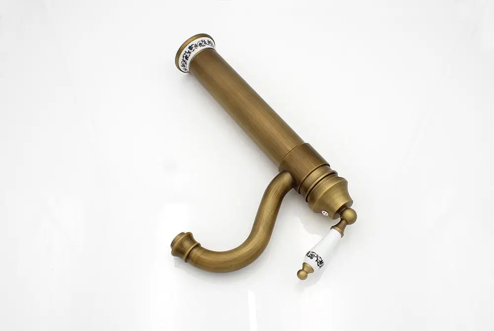 Antique Faucet Bathroom Basin Mixer 360 Rotation Spout Deck Mounted  Wash   Hot And Cold Water Taps ZR121