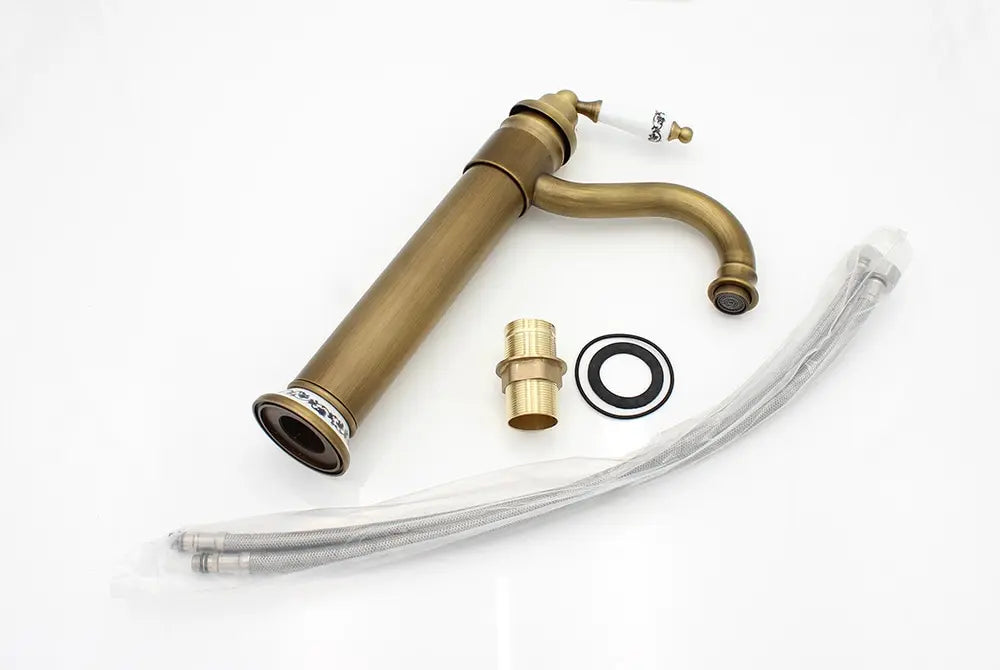 Antique Faucet Bathroom Basin Mixer 360 Rotation Spout Deck Mounted  Wash   Hot And Cold Water Taps ZR121