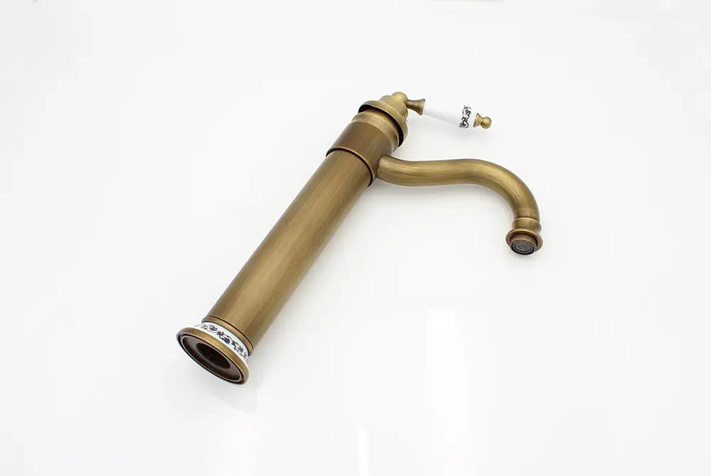 Antique Faucet Bathroom Basin Mixer 360 Rotation Spout Deck Mounted  Wash   Hot And Cold Water Taps ZR121