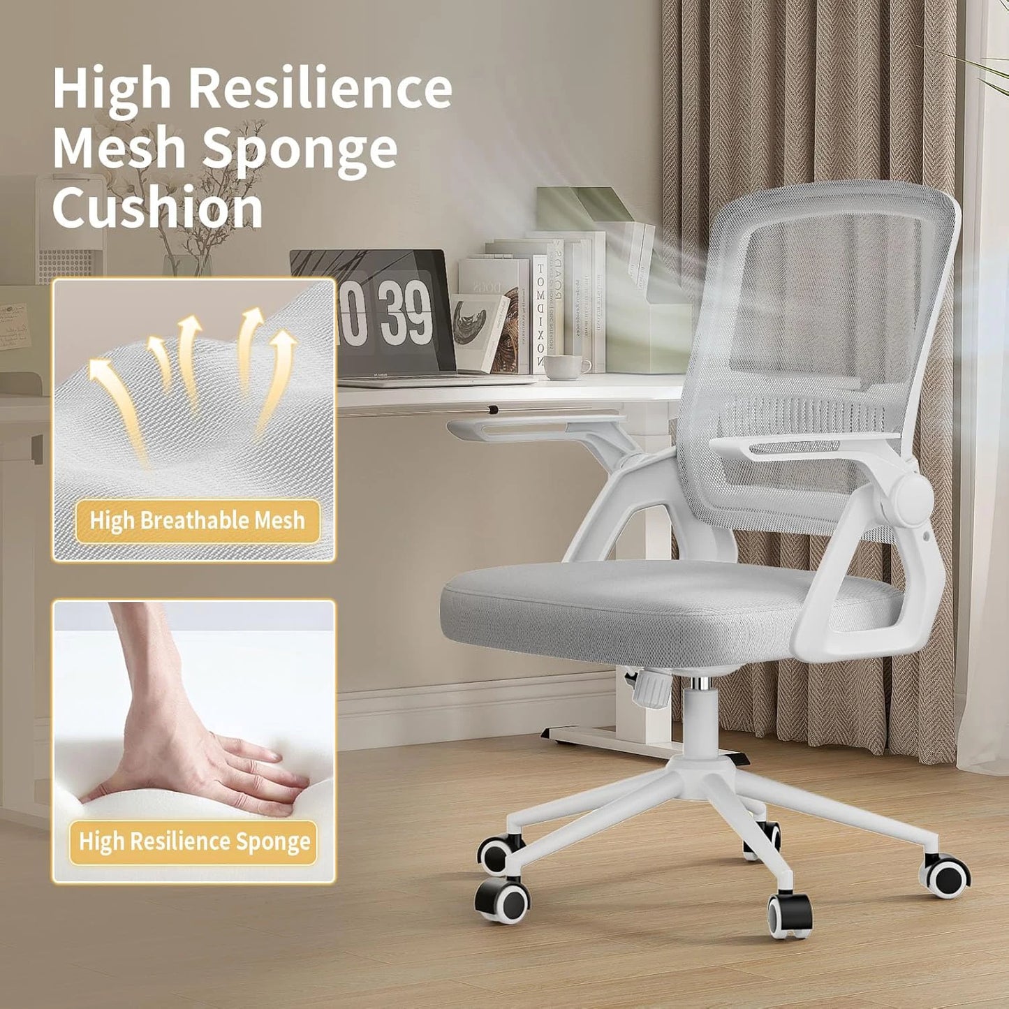 Office Chair with Ergonomic Mesh Flip-Up Arms