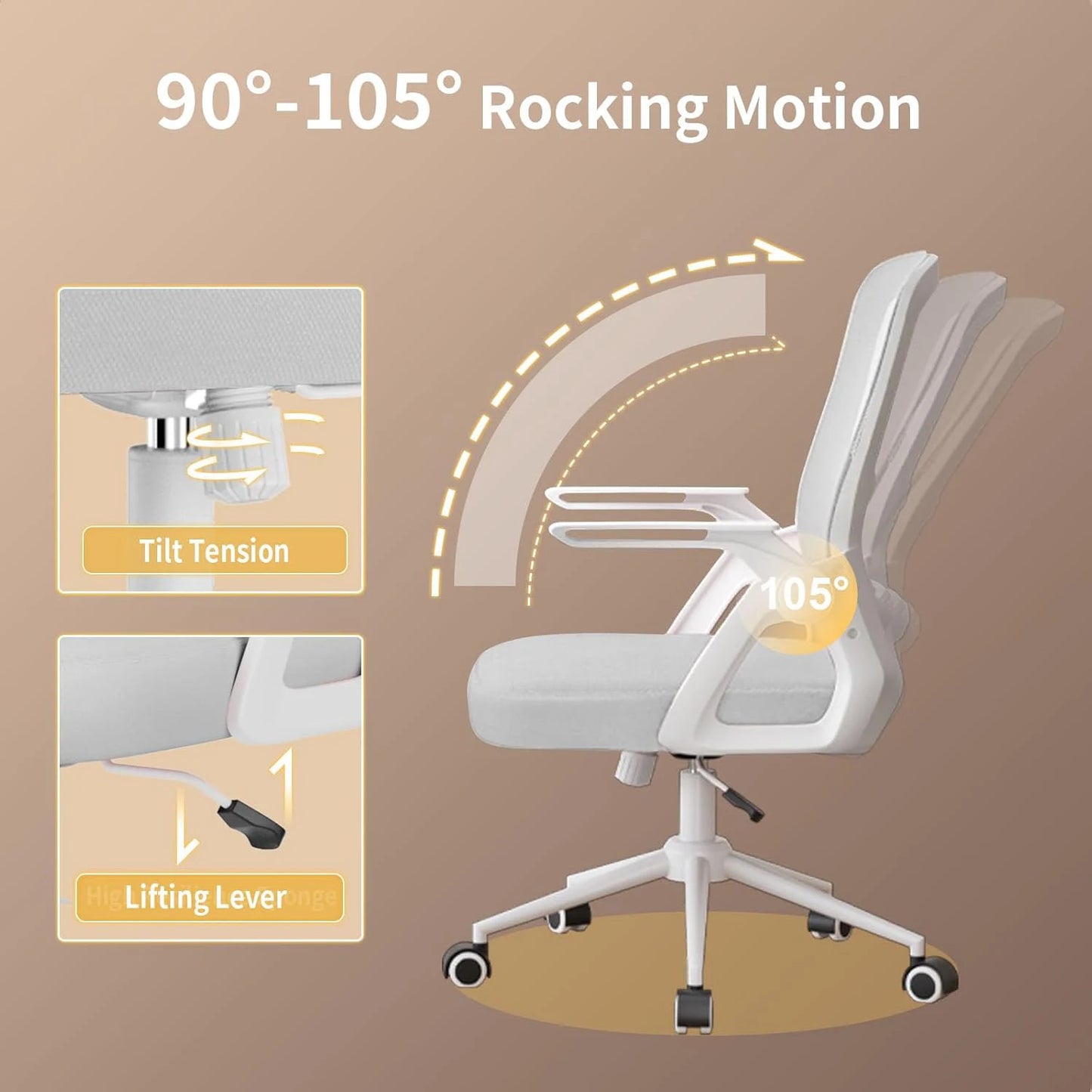 Office Chair with Ergonomic Mesh Flip-Up Arms