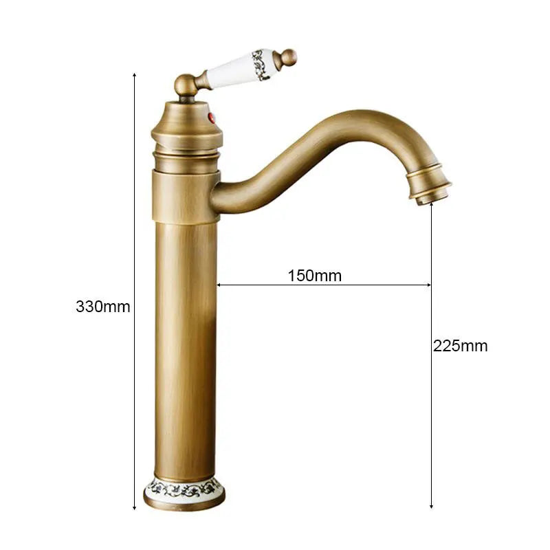 Antique Faucet Bathroom Basin Mixer 360 Rotation Spout Deck Mounted  Wash   Hot And Cold Water Taps ZR121