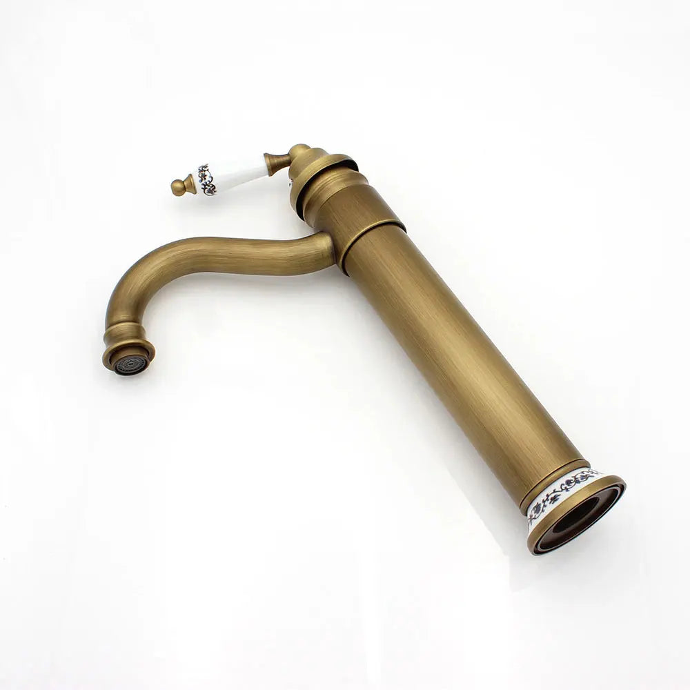 Antique Faucet Bathroom Basin Mixer 360 Rotation Spout Deck Mounted  Wash   Hot And Cold Water Taps ZR121