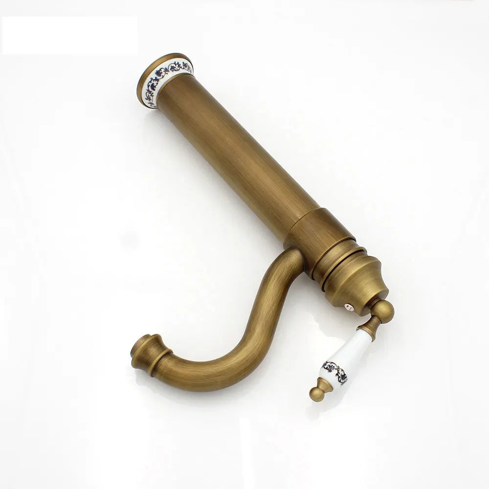 Antique Faucet Bathroom Basin Mixer 360 Rotation Spout Deck Mounted  Wash   Hot And Cold Water Taps ZR121