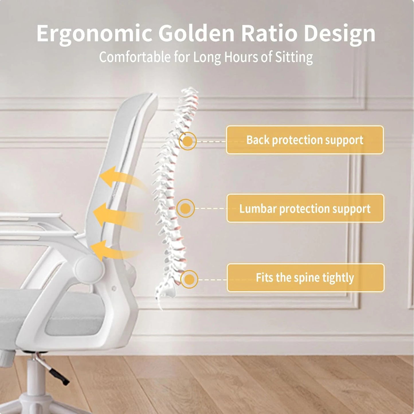 Office Chair with Ergonomic Mesh Flip-Up Arms