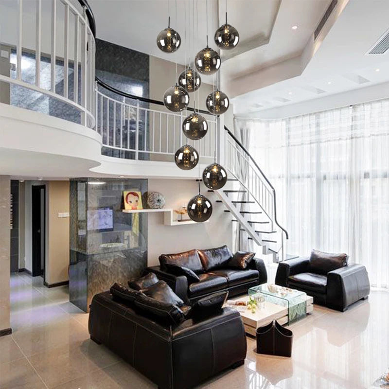 Nordic Glass Ball Chandelier in Black