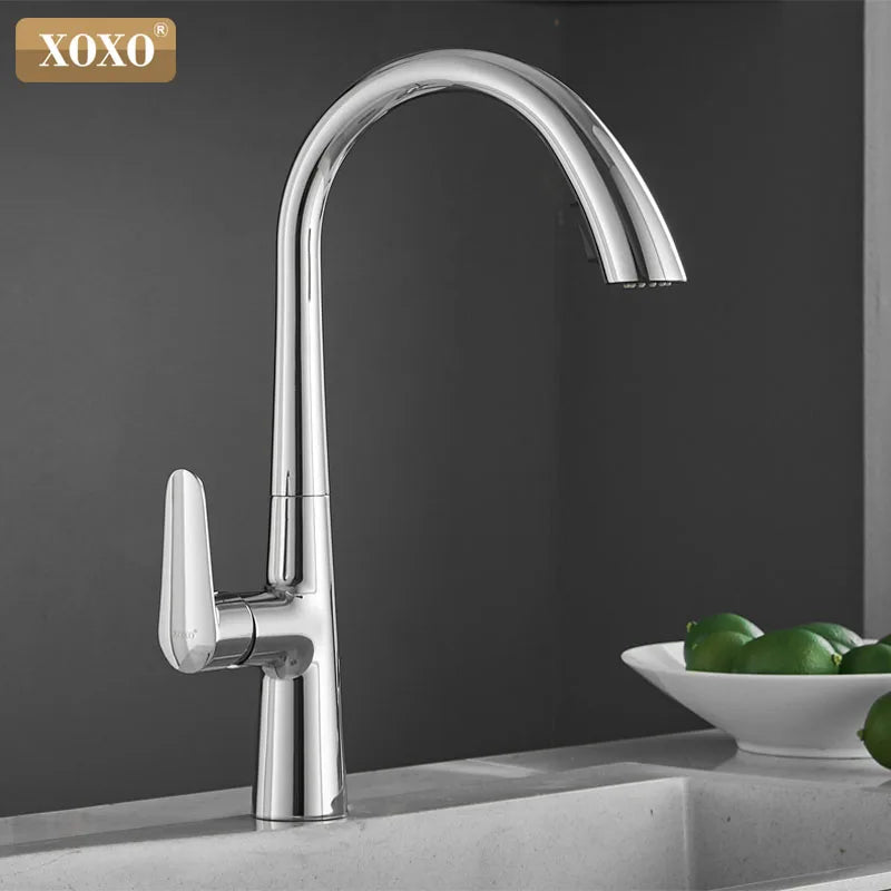 XOXO Kitchen Faucets Black Single Handle Pull Out Kitchen Tap Single Hole Handle Swivel 360 Degree Water Mixer Tap 83042QH