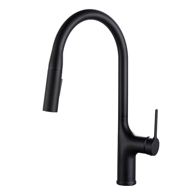 Deck Mounted Kitchen Faucet Pull Out Mixer Tap Bagnolux Gun Gray Brass Two Function Single Handle Hot and Cold Water Crane