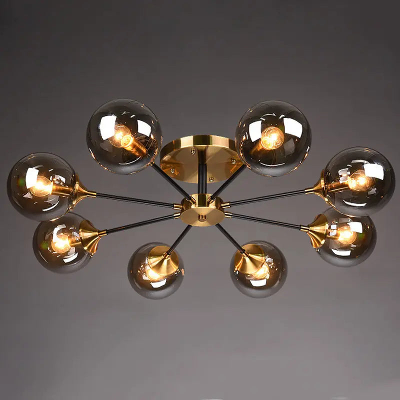 Modern Parlor LED Chandelier Smoke Grey/Clear Glass