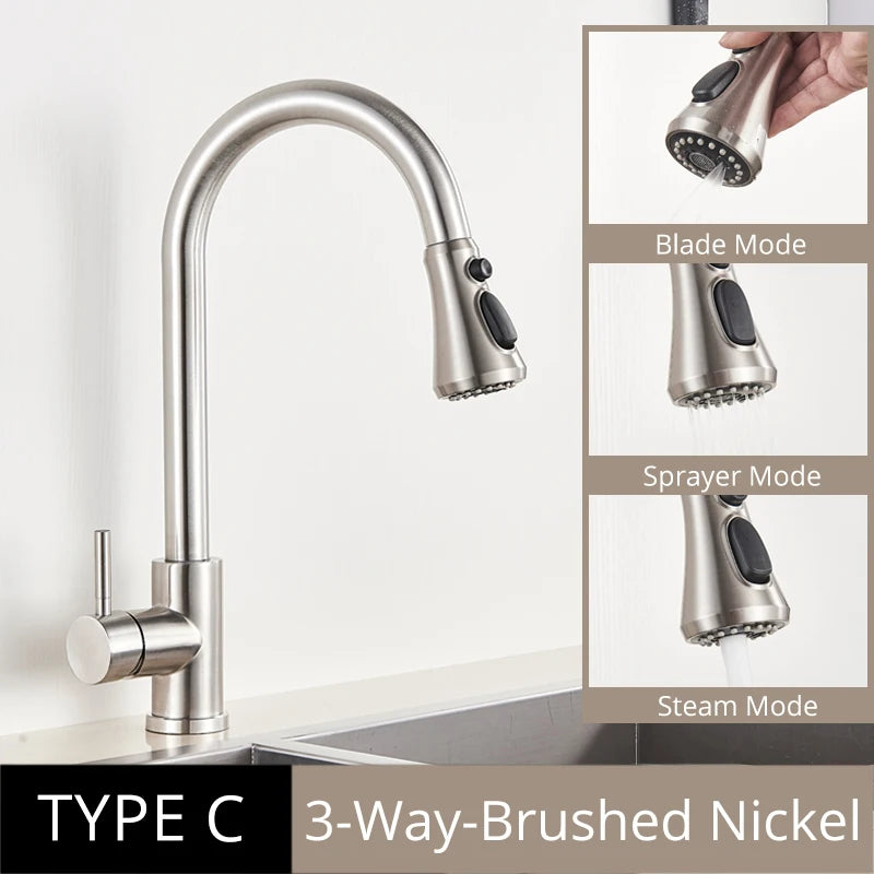 Uythner Antique Brass Kitchen Faucet Pull Out Kitchen Sink Water Taps Single Handle Mixer Tap 360 Rotation Cranes Deck Mounted