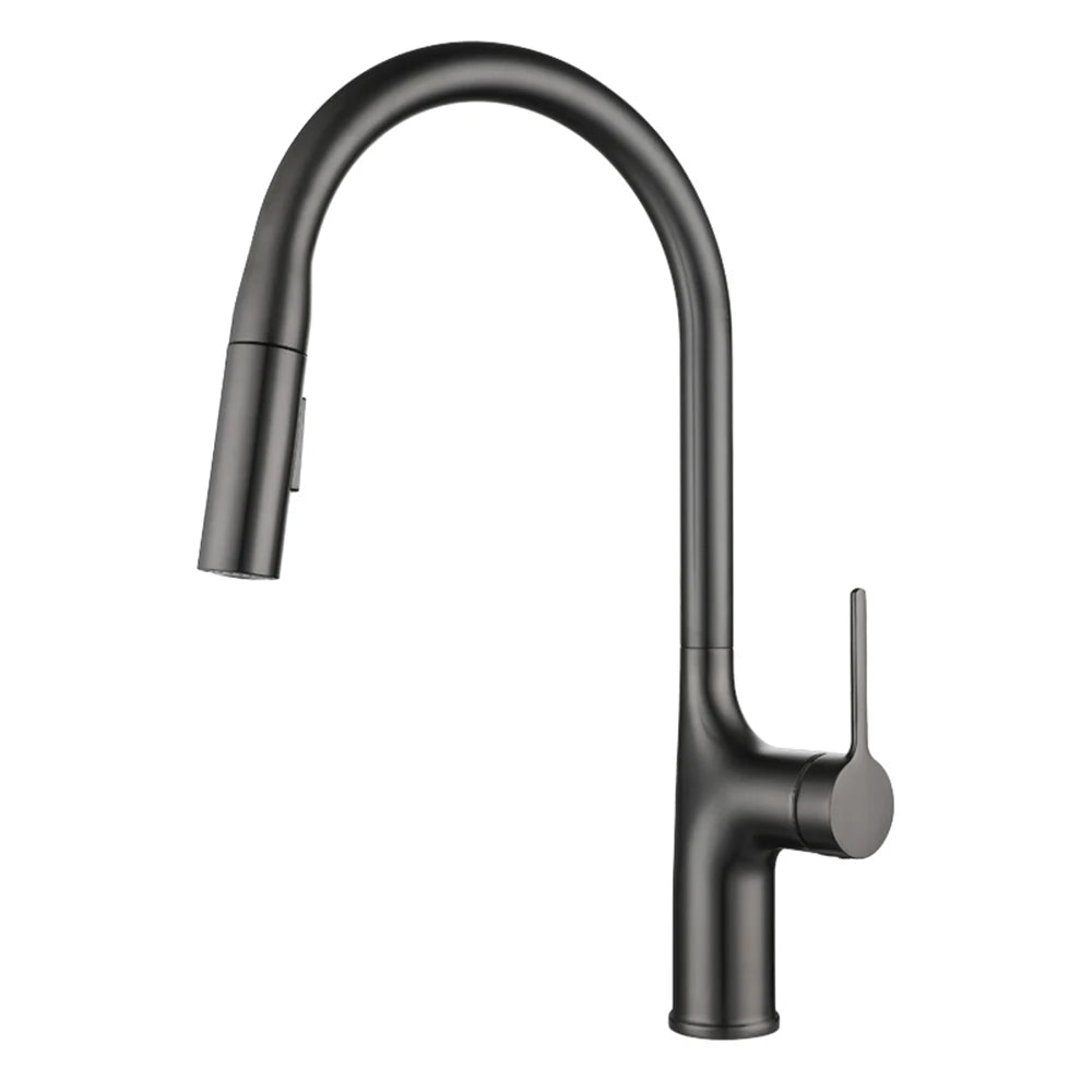 Deck Mounted Kitchen Faucet Pull Out Mixer Tap Bagnolux Gun Gray Brass Two Function Single Handle Hot and Cold Water Crane