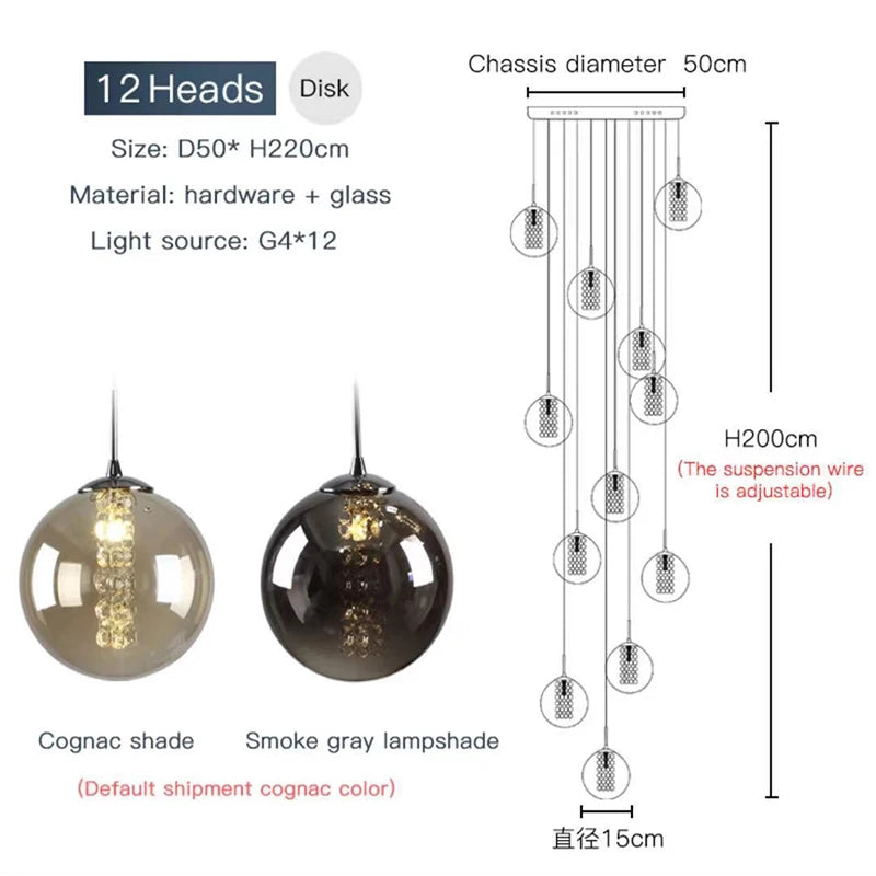 Nordic Glass Ball Chandelier in Black