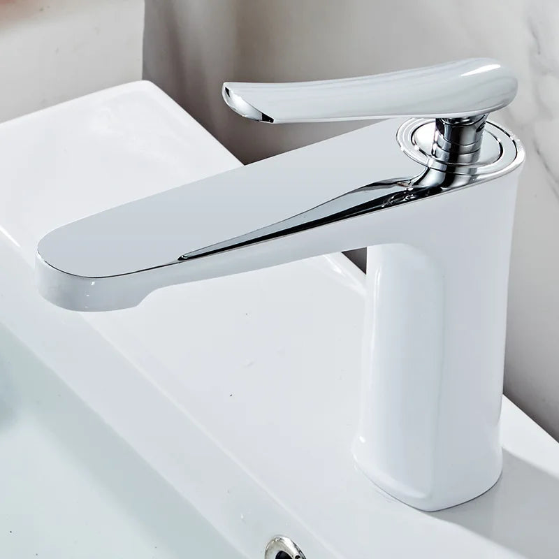 Basin Faucet Bathroom Hot Cold Sink Tap Brass Chrome Gold Fashion Single Lever Bathroom Brass Water Mixer Crane