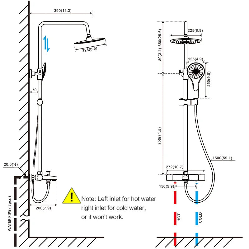 ROVATE Thermostatic Shower Systems with Rain Shower and Adjustable Handheld Shower,Bathroom Shower Set Fixtures