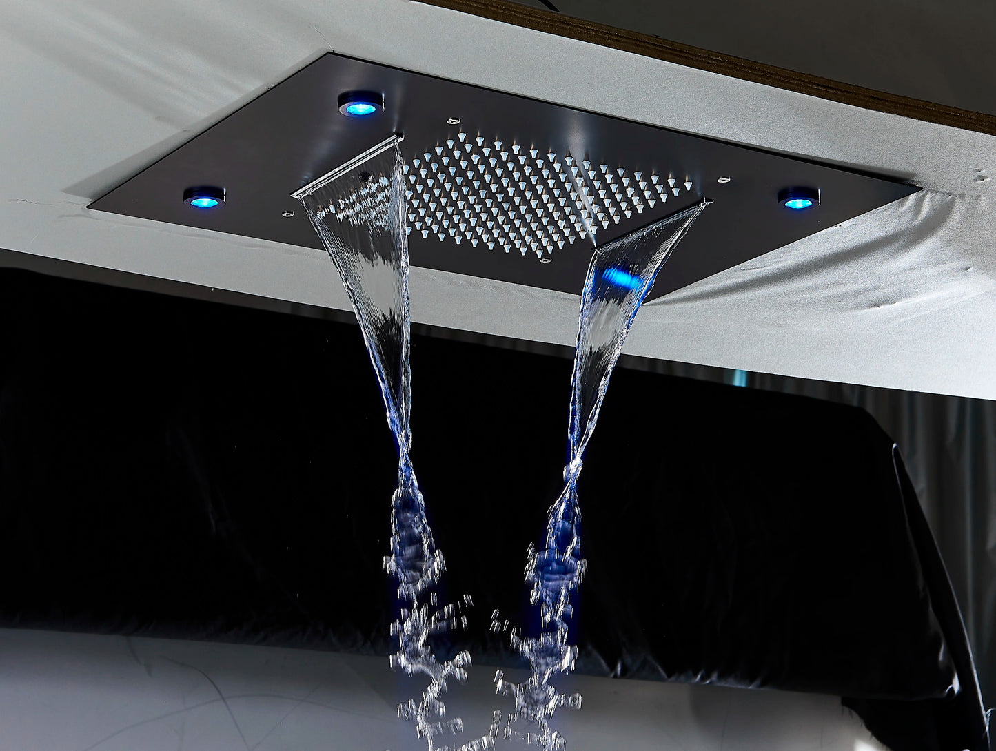 Black LED Constant Temperature Shower Faucet Luxury 3-way RainShower Celling System Tap Color Change Modern Showers for Bathroom